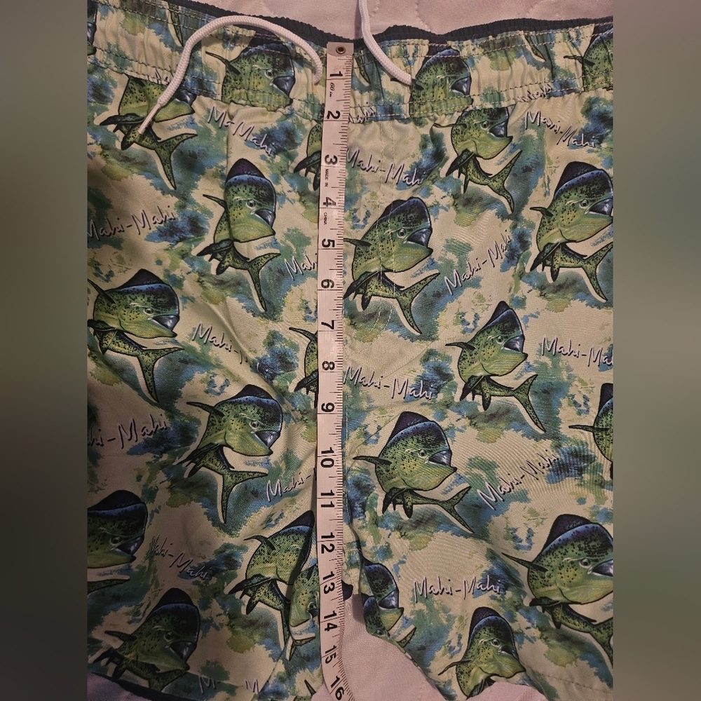 🩵Wave Life Mens Swim Shorts Trunks Reversible Fish Blue Green Sz 36💚 - Picture 5 of 8